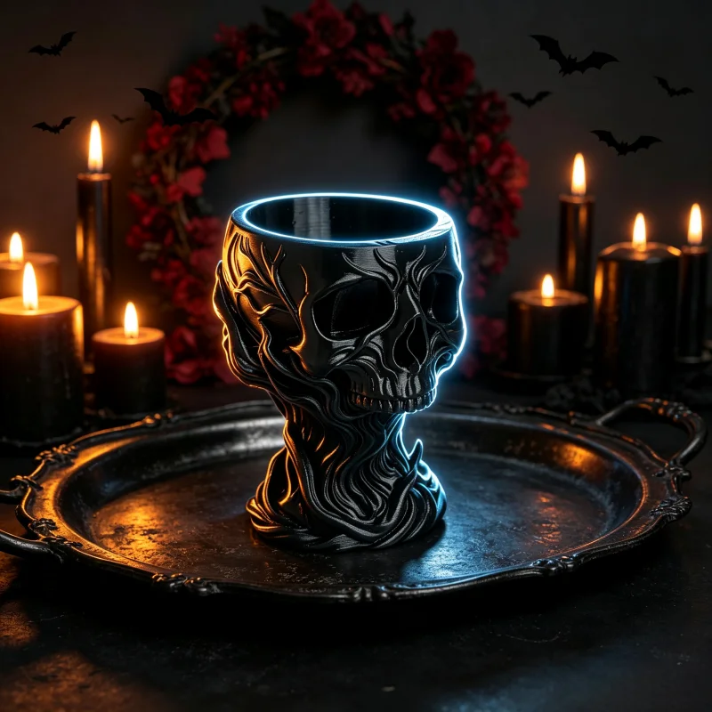 Creative Winding Smoke Skeleton Tall Flower Pot, Gothic Skeleton Sculpture Storage Cup, Eye-Catching Desktop Decoration for Halloween Party Setup