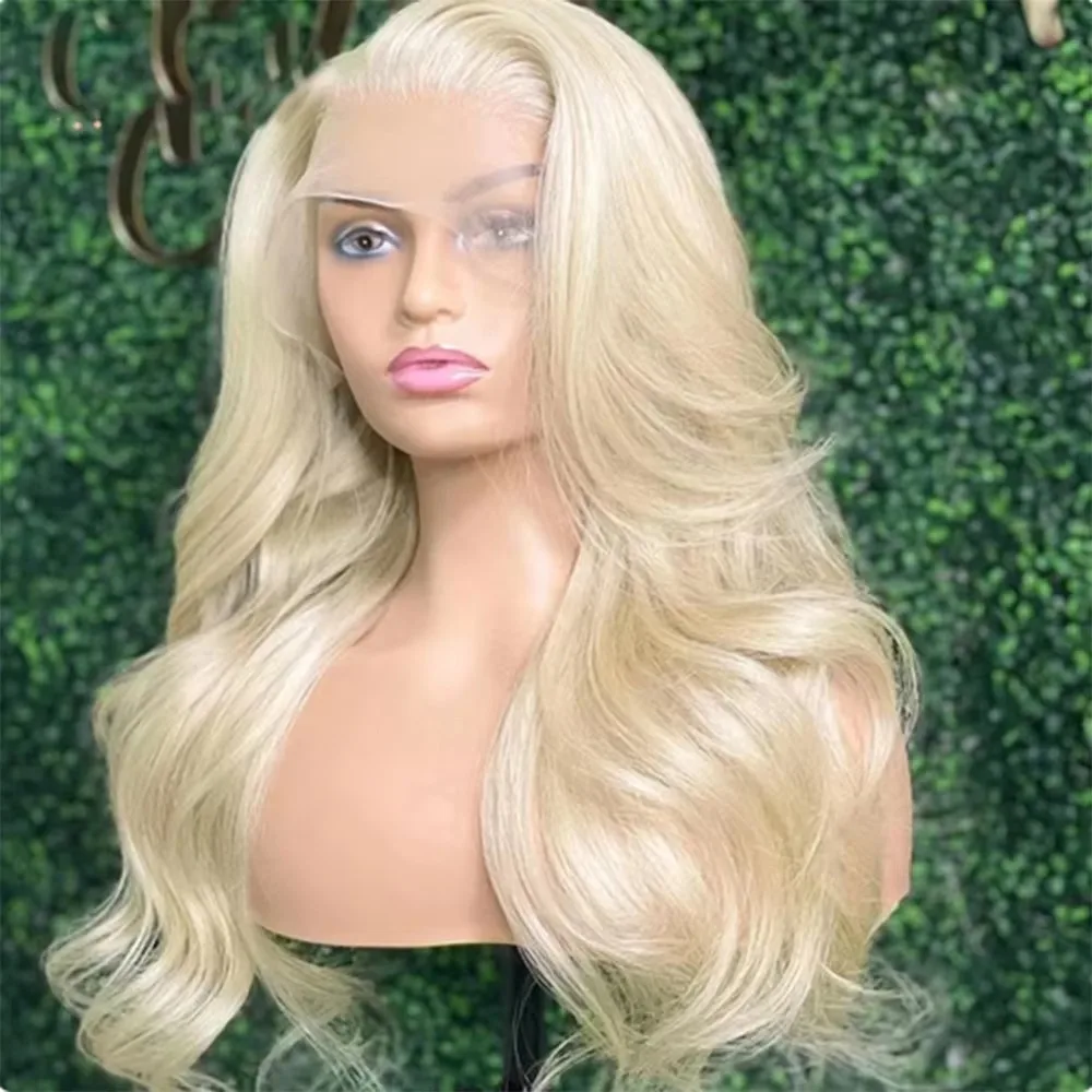 QW Synthetic Hair 613 Blonde Body Wave Soft 13X4 Lace Front Wig For Women Glueless  Heat Resistant Fiber Cosplay  Daily