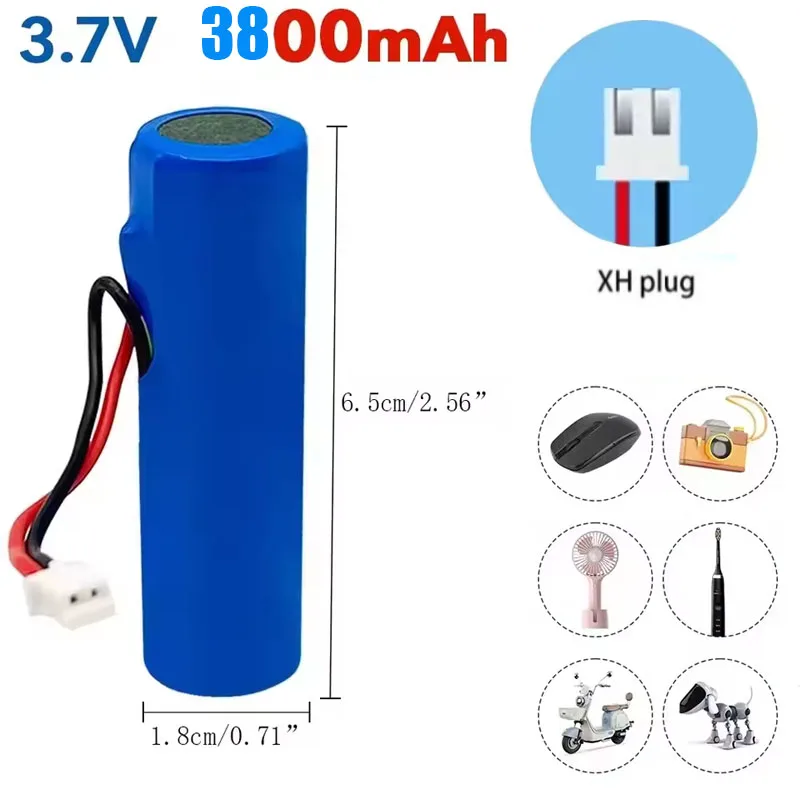 100% Original 3.7V 18650 Lithium Battery Pack 1S1P Rechargeable Batteries with PCB DIY Plug for Speaker Emergency Lighting Radio