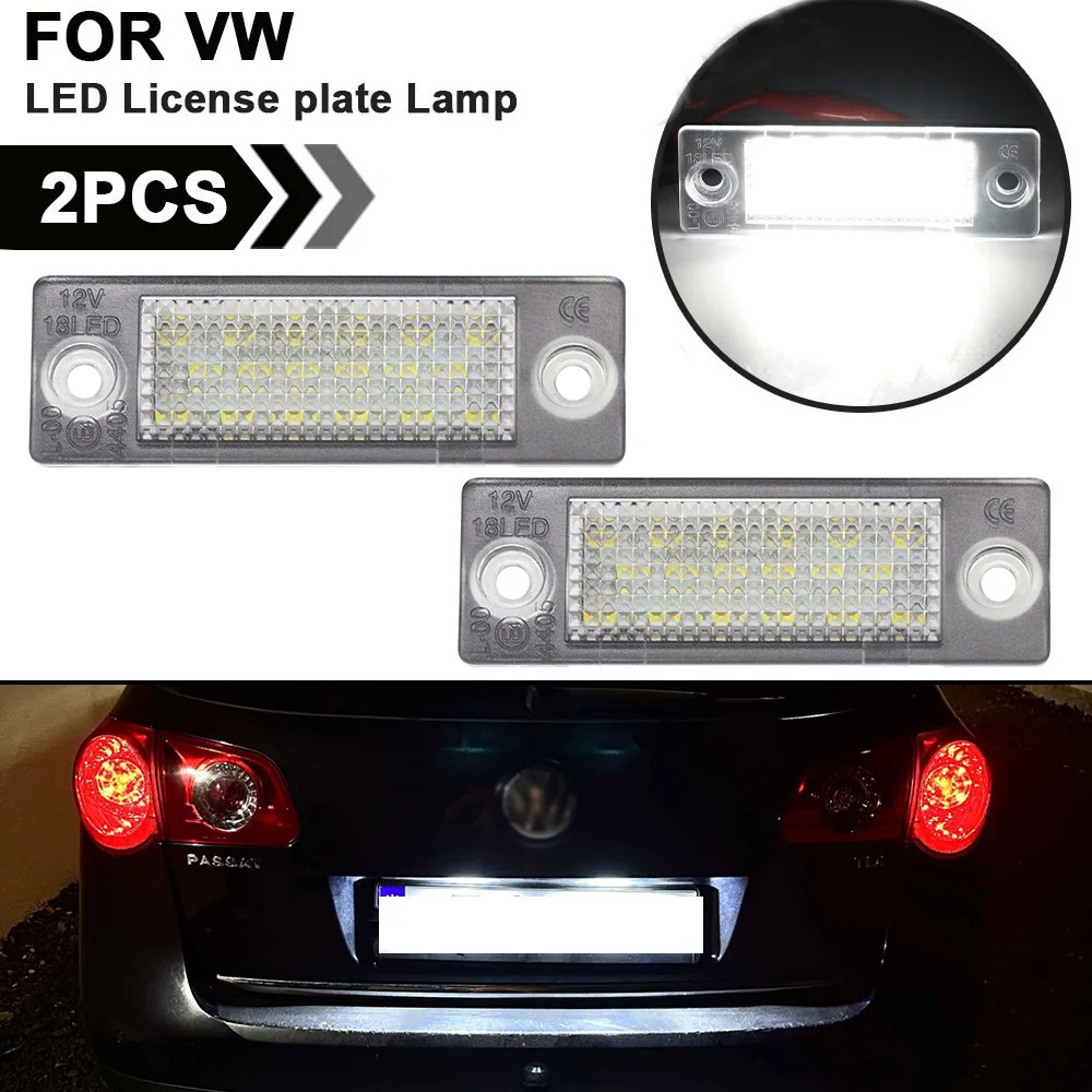 2PCS LED Number Plate Lights For Passat B6 Variant B5 VW Golf MK5 Plus Caddy Touran Jetta VI Transporter T5 License Plate Light