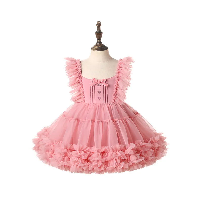 Mode Baby Mädchen Prinzessin Schmetterling Tutu Kleid Puff Ärmel Kind Tüll Vestido Festzug Party Geburtstag Kinder Kleidung – Detail 4