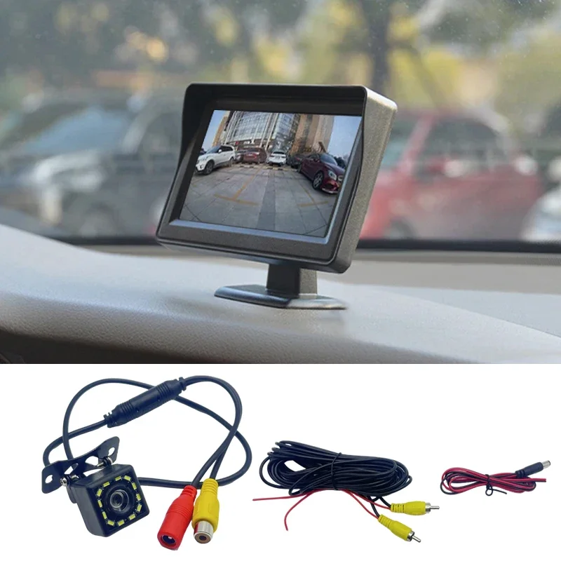 Car Monitor 4.3-Inch Screen, Used for Rear-View Reversing Camera TFT 12LCD Display High-Definition Digital Color 4.3-Inch