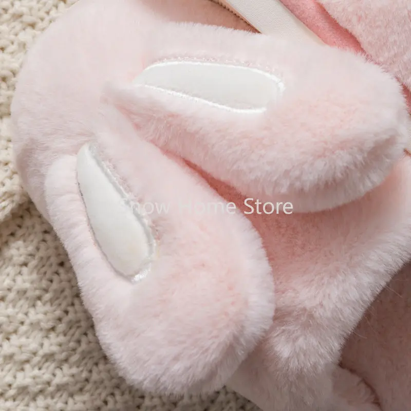 2022 New Cotton Slippers Men\'s And Women\'s Cute Cartoon Rabbit Ears Couple Plush Men Winter Home Household Slippers