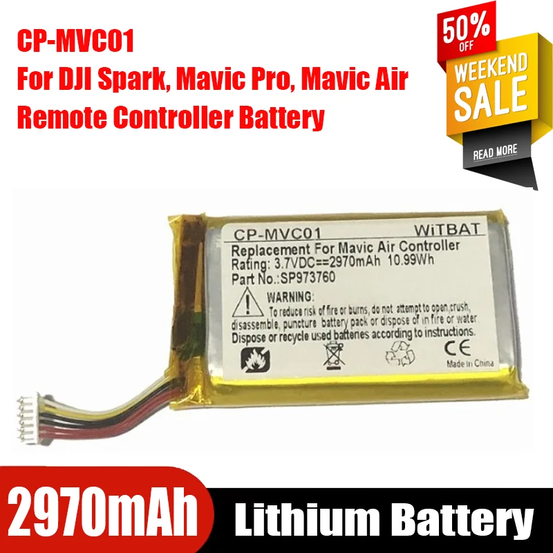 High-Quality 3.7V 2970mAh 973760 Compatible for DJI Spark, Mavic Pro, Mavic Air Remote Controller Battery