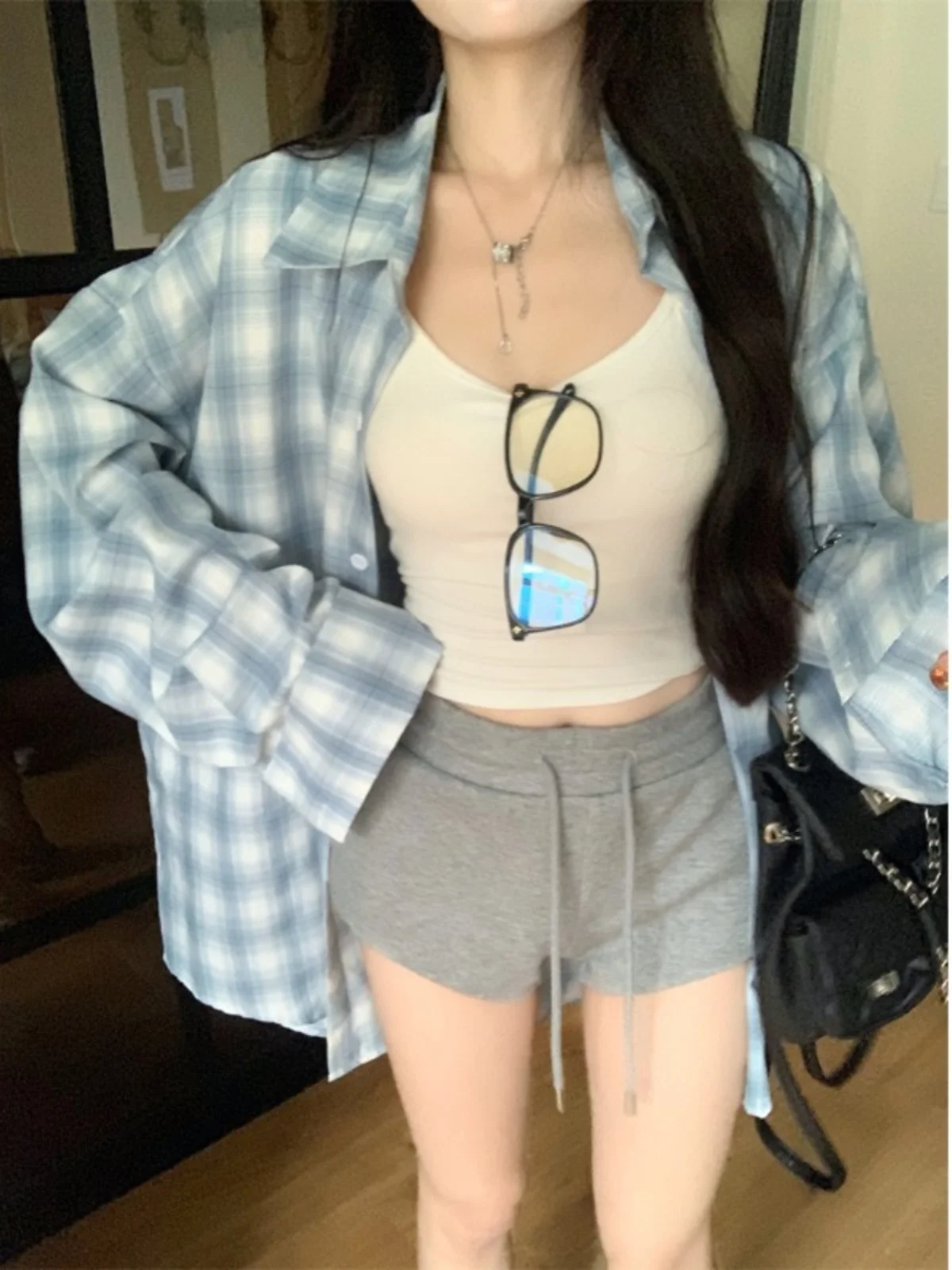 Csa informal a cuadros, ropa de abrigo hoada de manga larga con protección solar, blusa de mujer cómoda de estilo perezo...