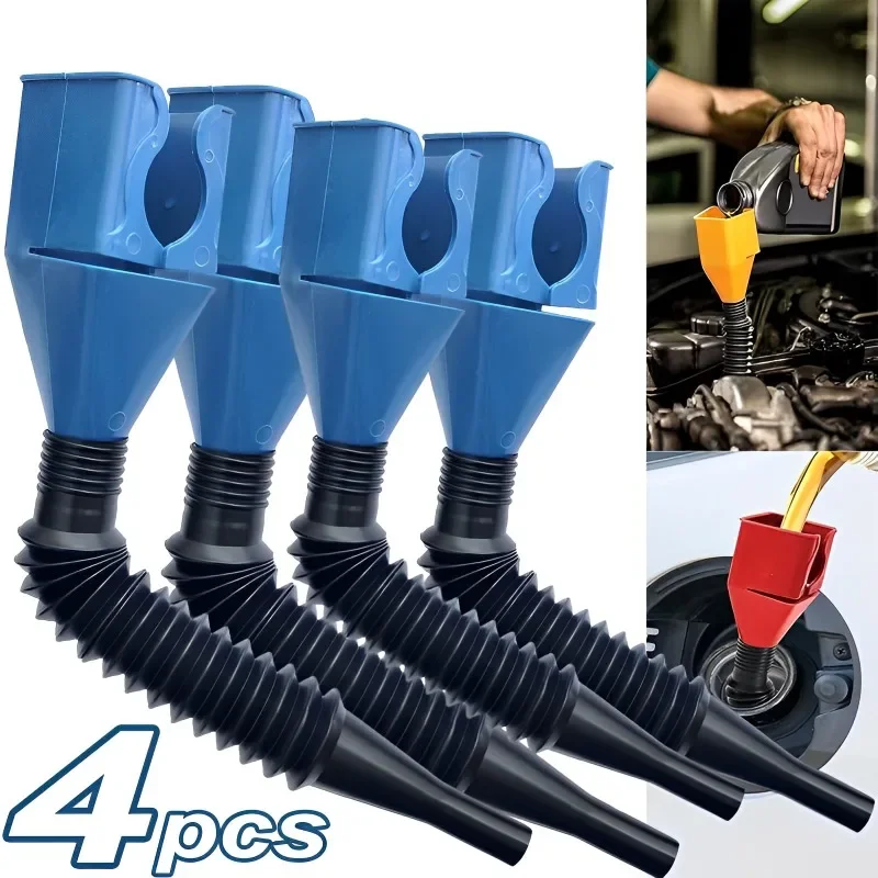 

4PCs Car Motorcycle Refueling Gasoline Funnel Plastic Engine Oil Funnel Car Oil Funnel Filter Fluid Change Filling Transfer Tool