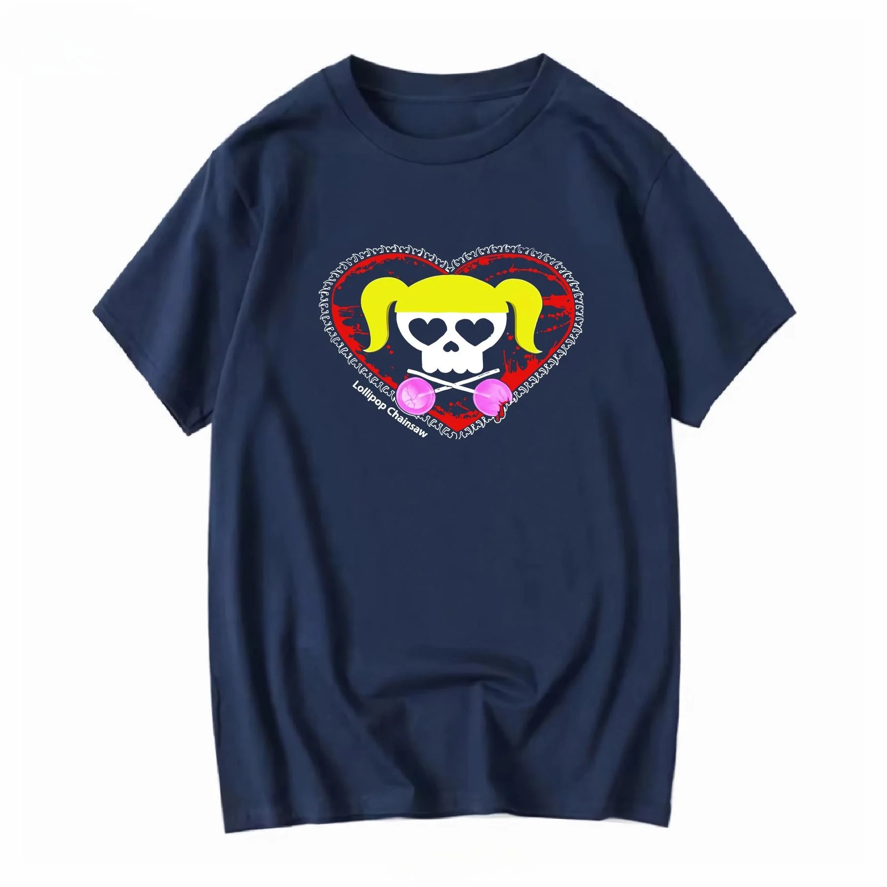Lollipop Chainsaw Juliet Starling Grafik-T-Shirt Retro-Spiel-Print Herren Damen Casual Kurzarm Unisex Streetwear T-Shirts Tops – Detail 4