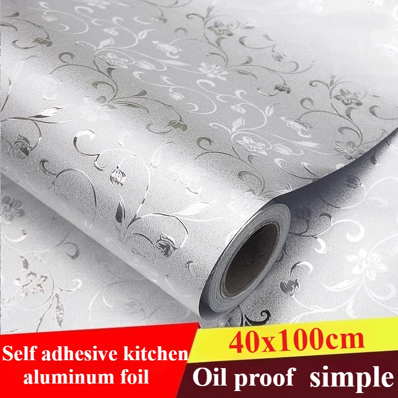 

Modern Style Aluminum Kitchen Wall Stickers Waterproof Self Adhesive Wallpaper Furniture Renovation Mould Proof Aluminum Foil