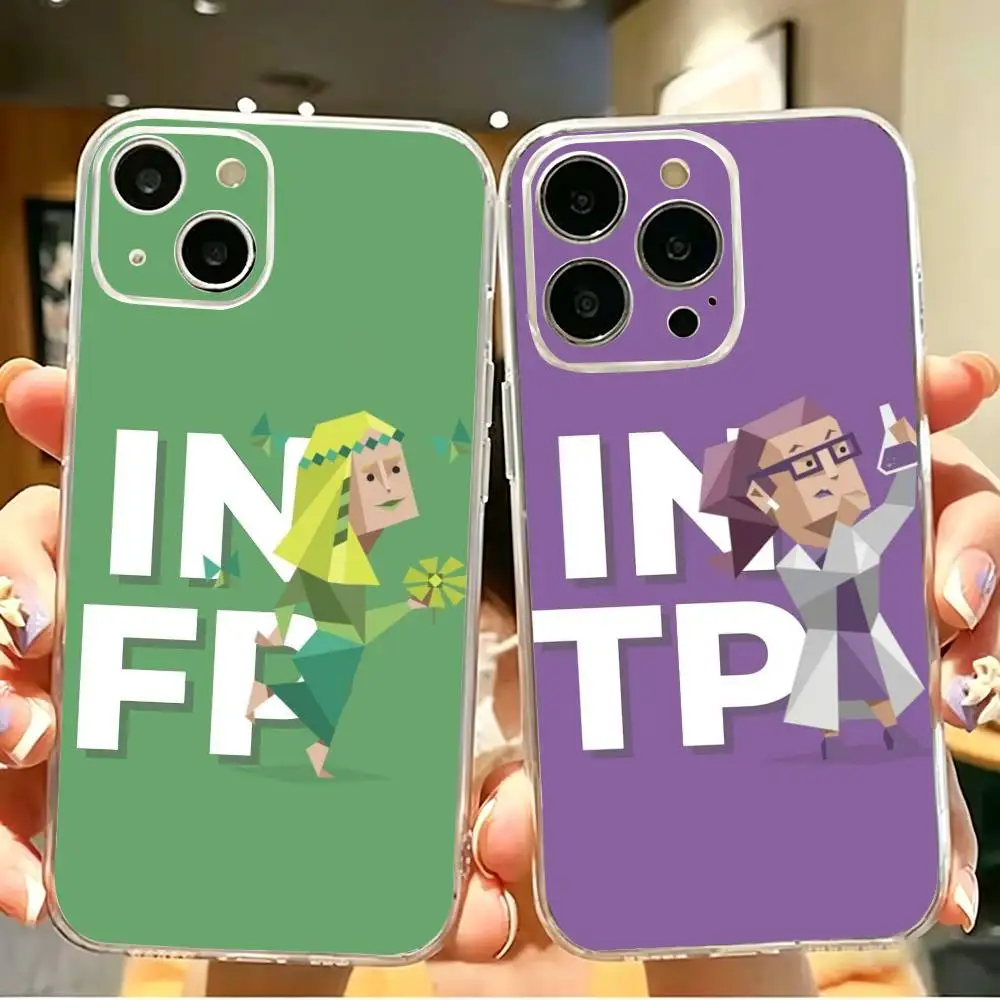 

MBTI character Clear Hard Phone Case For iPhone 17 16 15 14 13 12 11 Mini Pro Max Plus Transparent Cover