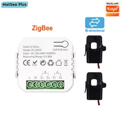 Tuya-Moniteur d'énergie Zigequation, Smart Life, 1, 2 canaux avec capteur de courant, pince bidirectionnelle, application de surveillance, puissance 110V, 240V, 50Hz, 60Hz