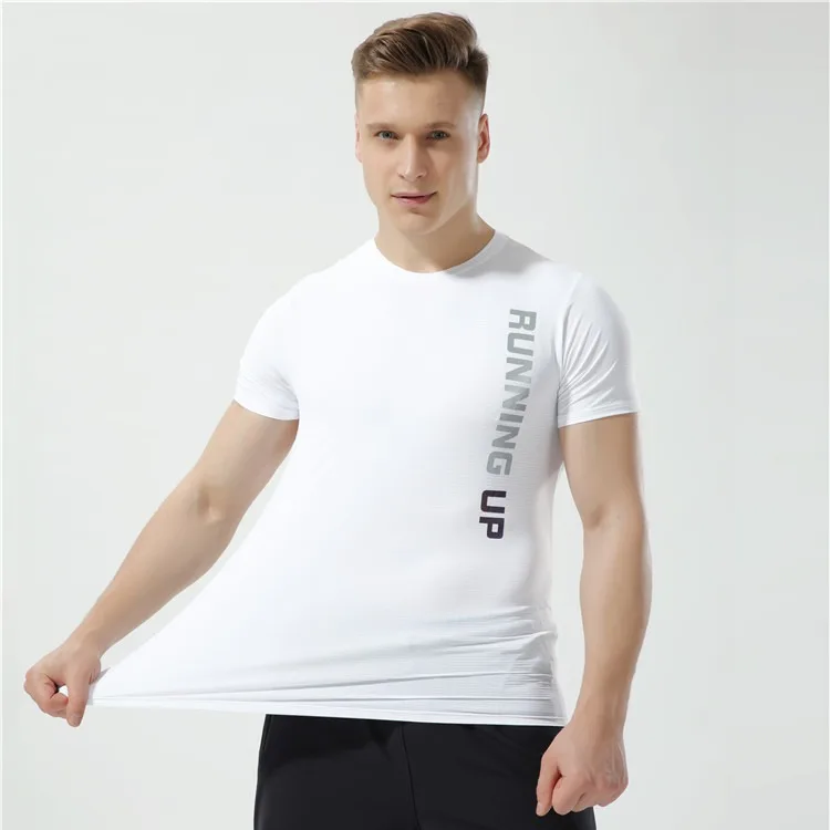 Sports and leisure short-sleeved T-shirt ice silk nylon silk slippery elastic fitness running suit t shirts