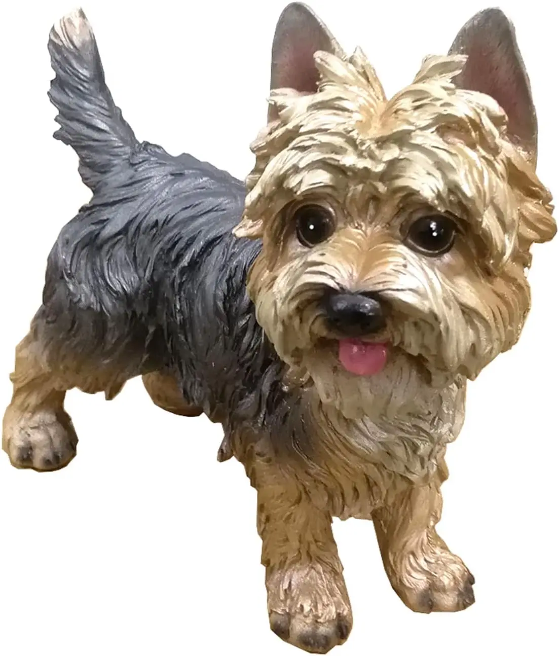 Realistic Hand-Painted Yorkshire Terrier Dog Statue, Polyresin Figurine for Home Garden Decor, 8.66x3.93x7.87in Multicolor