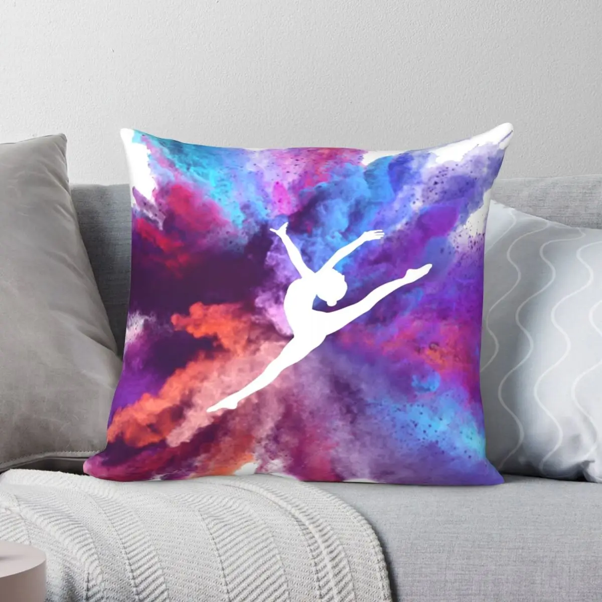 

Gymnast Rainbow Explosion Pillowcase Polyester Linen Velvet Pattern Zip Decor Pillow Case Sofa Cushion Cover 45x45