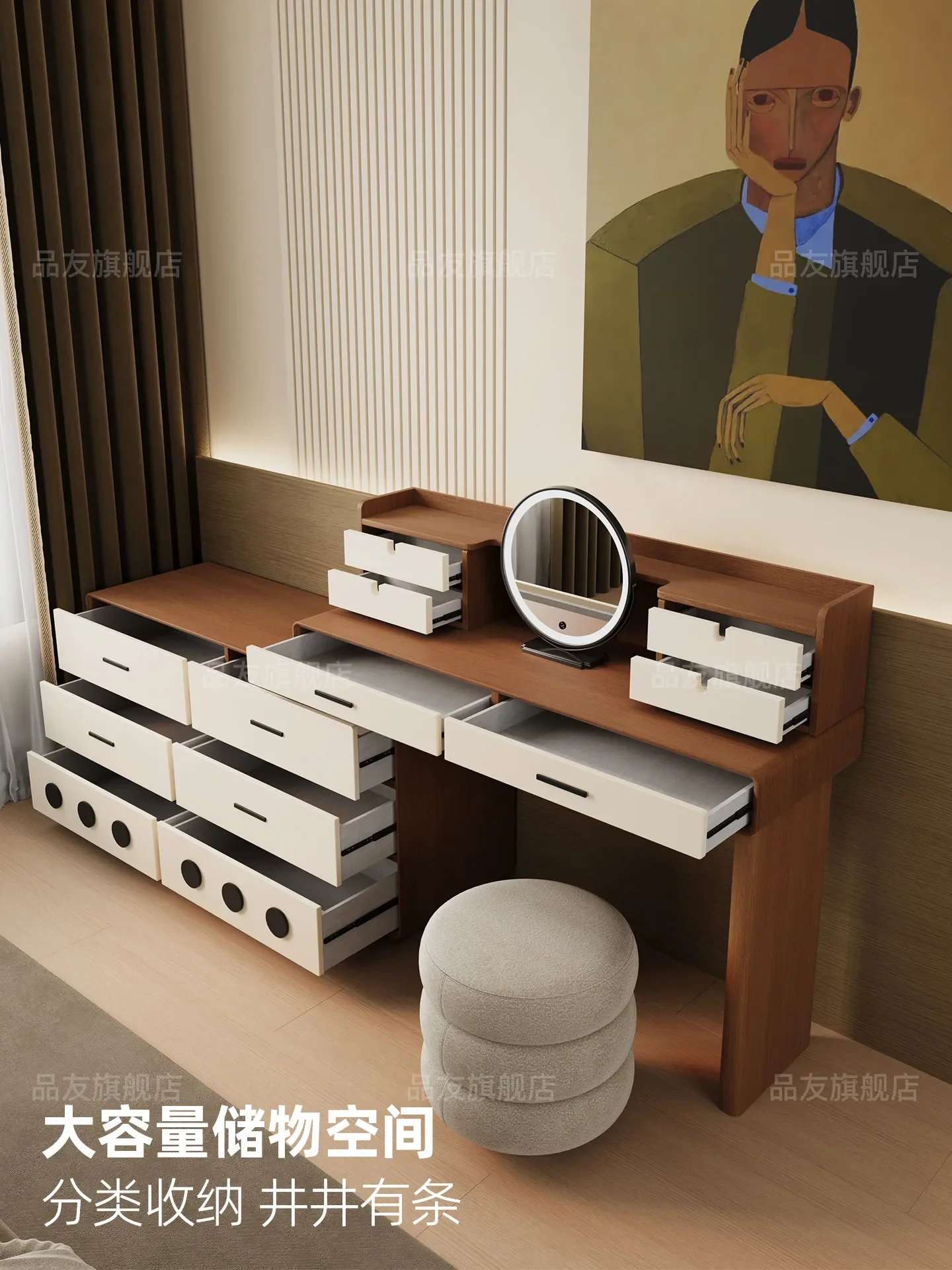 b18 chest dresser integrated modern simple bedroom medieval cream style makeup table