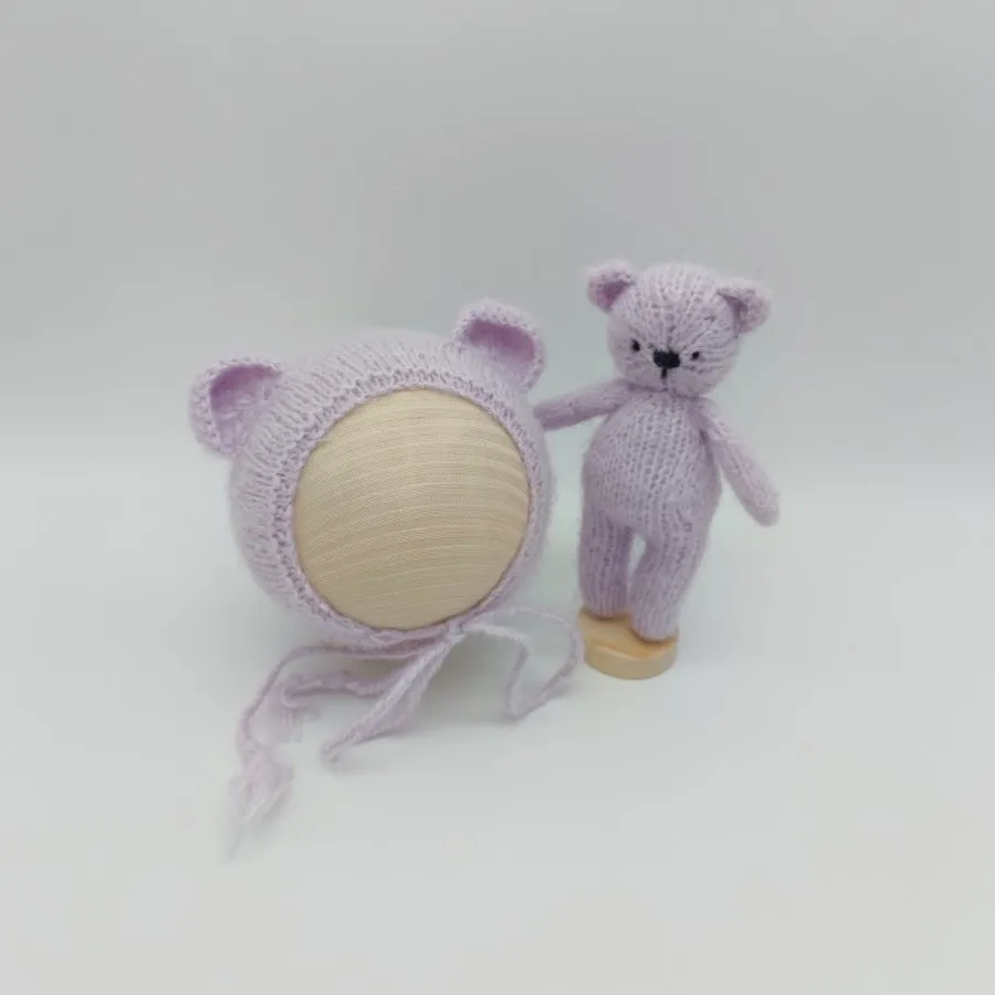 Ensemble d\'accessoires de photographie pour nouveau-né, chapeau, poupées, bonnet, lapin, ours, animaux, accessoires de studio photo pour bébé