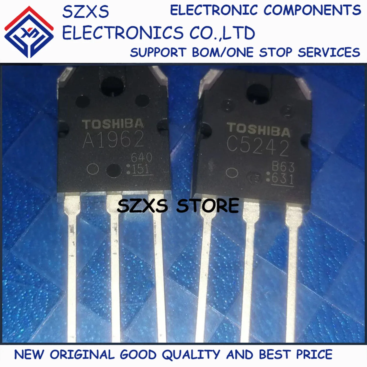

New Original 5Pairs 2SA1962 A1962 + 2SC5242 C5242 TO-3P Audio Amplifier Transistor In Stock Electronic Components Good Quality