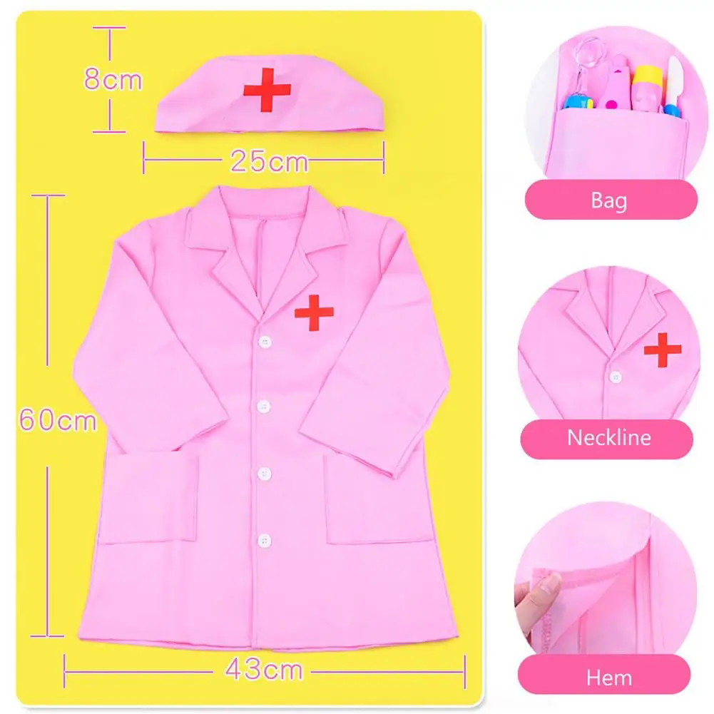 Kids Doctor Cosplay Gown Nurse Cosplay Gown Interactive Game Hospital Coat Nurse Uniform Girl Children Role Play Nurse Suit