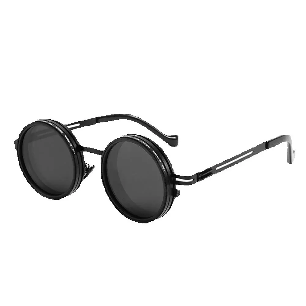 

KLASSNUM 9-level ND Adjustable Dimming Glasses Punk Round Fishing Driving Sunglasses UV-Anti Polarized Men ND Filter Eyewear