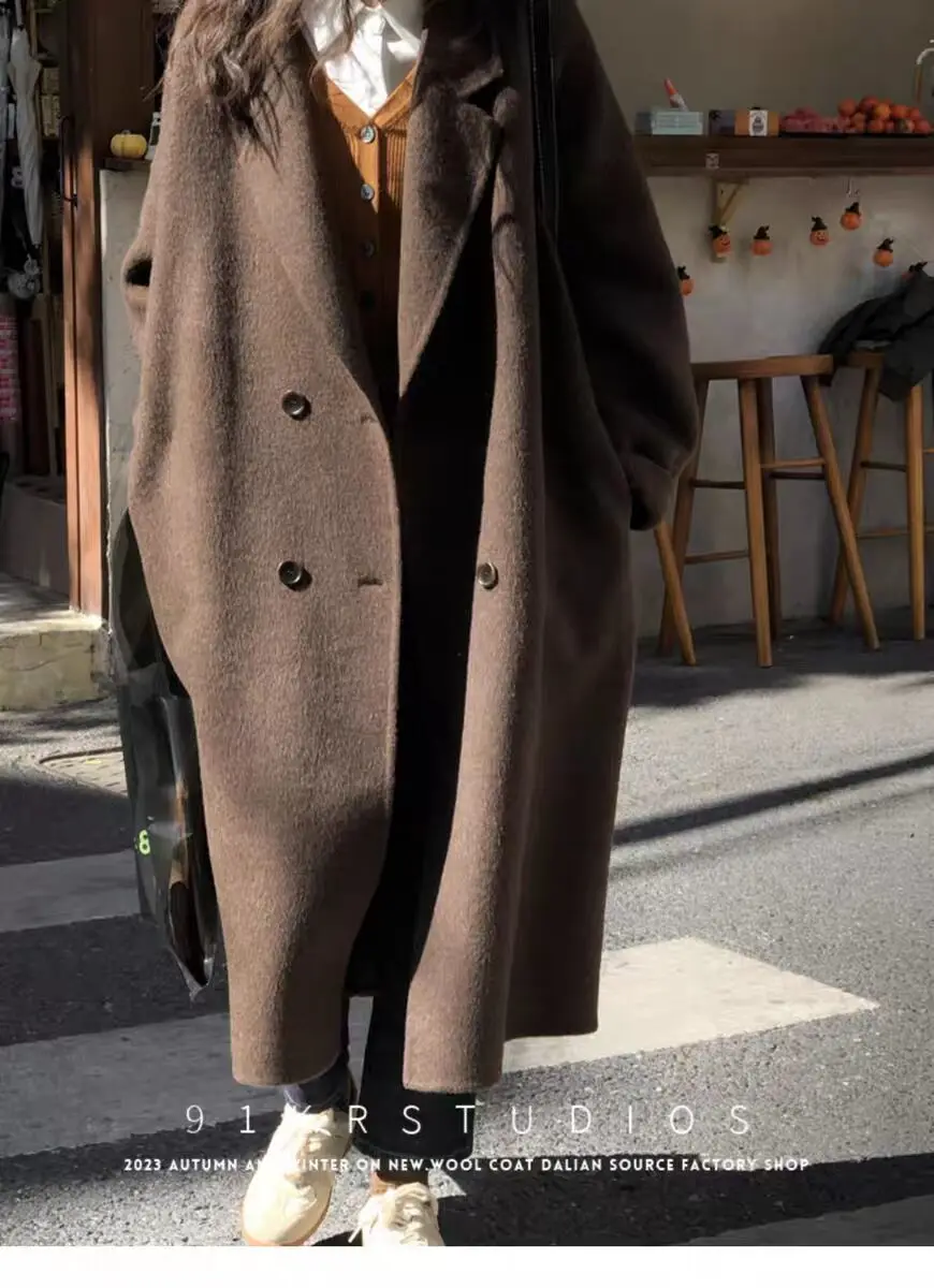 

Double Sided Woolen Coat Womens Autumn Winter Jacket 2024 New Thick Large Size Warm Wool Coat Long Female Outerwear