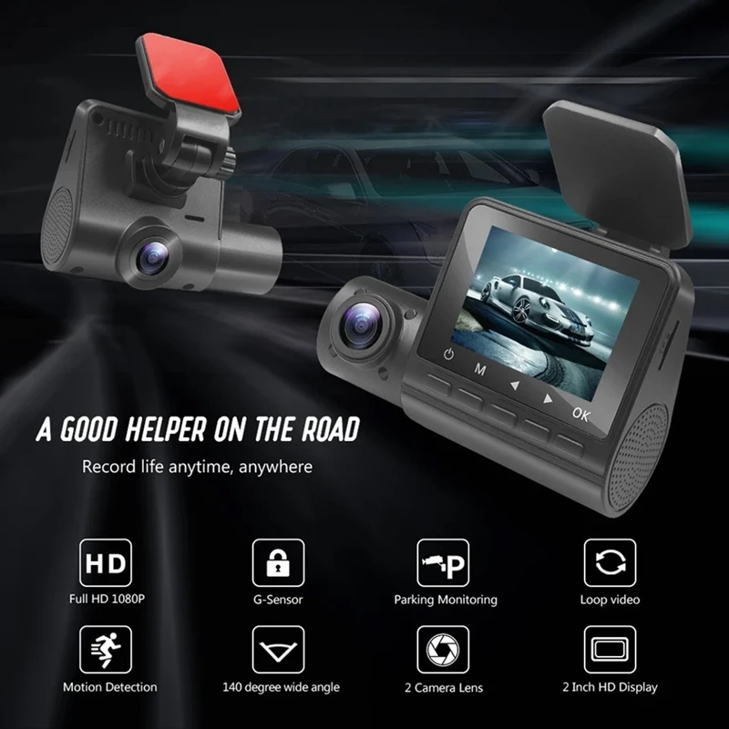 Dash Cam 1080P HD Car DVR With Rotatable Lens Motion Detection Night Vision Dashboard Camera Driving Video Recorder