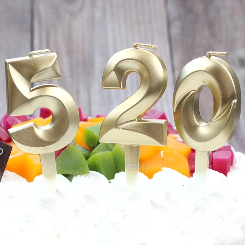 Creative Gold Diamond Number Candle Large 3D Birthday Cake Topper Decoration Party Supplies Anniversary Celebration Age Candle