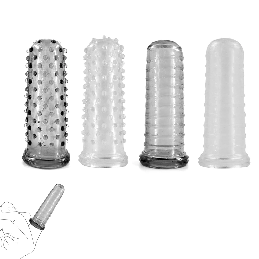 Silicone Reusable Finger Penis Sleeve Condoms Sex Toys For Woman Men Couple Lesbian Cock Ring Clit Stimulate Orgasm G Spot