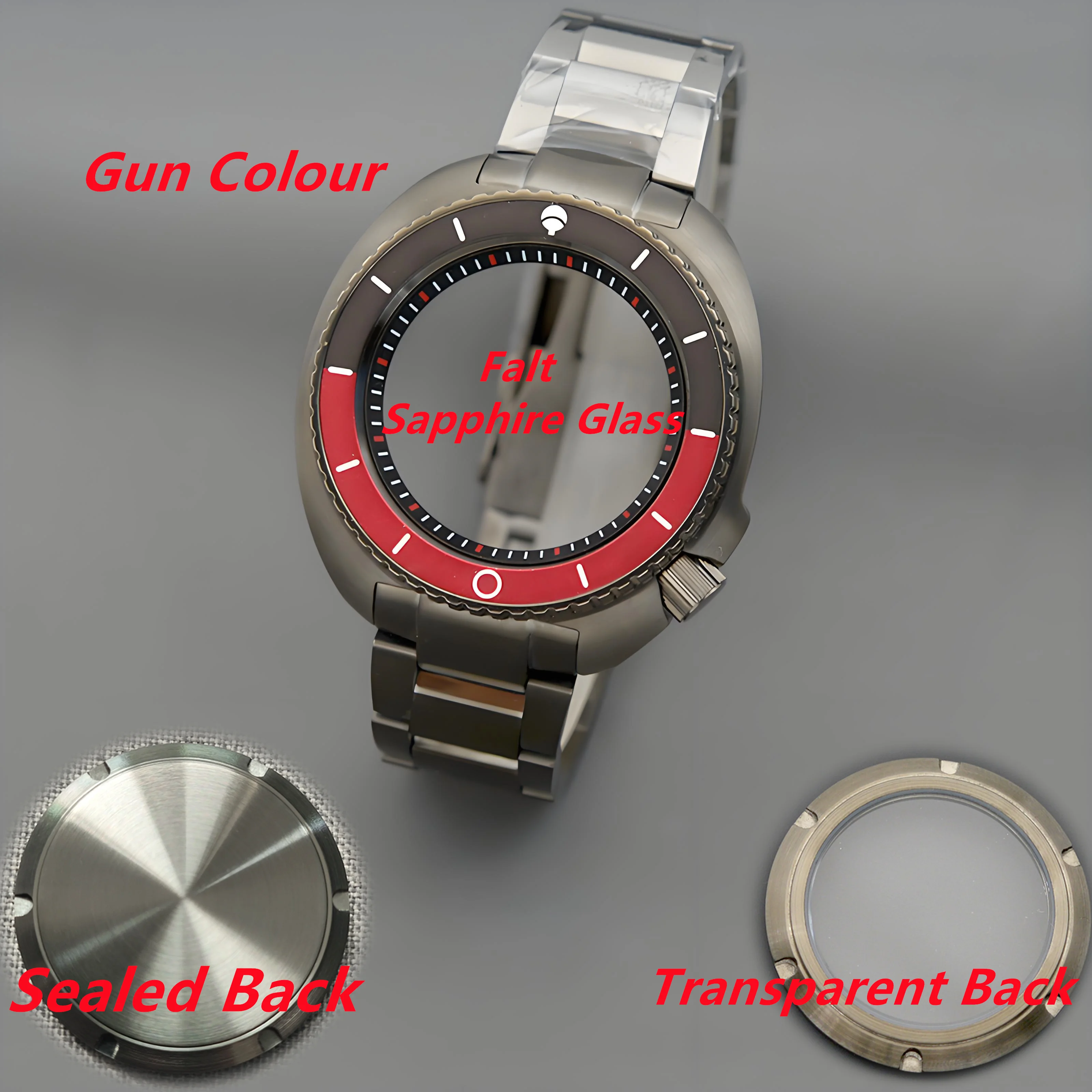 Watch Case Gun Colour Design SKX6105 6309 Turtle Abalone Dive Watch Fit Japan NH34 NH35 NH36A 7S 4R Move Watch Parts Repair