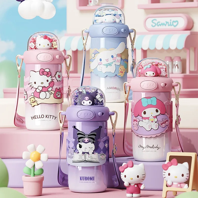 

Детская бутылка для воды Hello Kitty Melody из нержавеющей стали с соломой, портативный изолированный стакан для улицы
