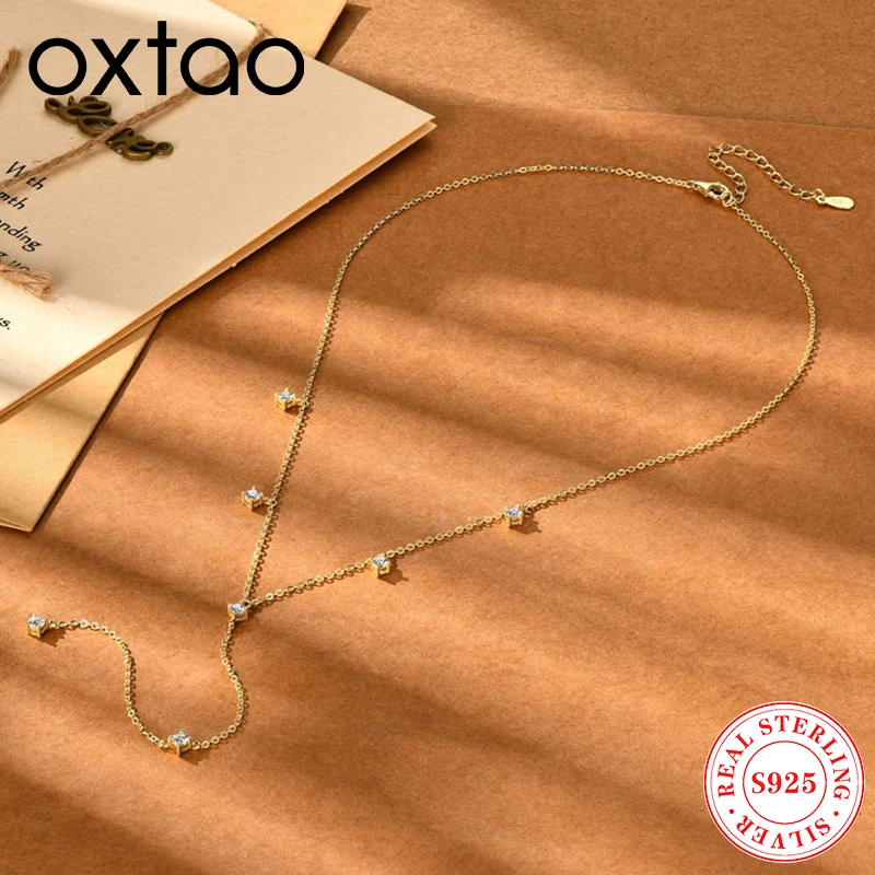 

OXTAO полный муассанит ожерелья для женщин кулон с кисточками 925 серебро Y ожерелье-лариат с покрытием из белого золота ювелирные изделия оптом