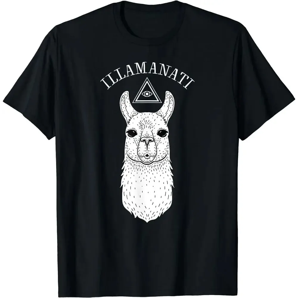 Camiseta con estampado de dibujos animados para Hombre y mujer, prenda de vestir con diseño divertido de Llama Alpaca e iluminati, diseño de dibujos animados Kawaii, nueva, limitada