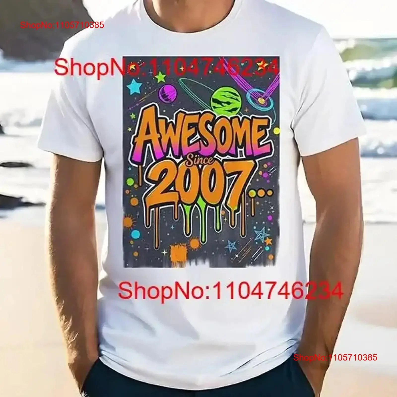 Funny T Shirt 18th Birthday AWESOME SINCE 2007 Cool Graffiti Art Present vintage Washed designer clothes streetwear vintage