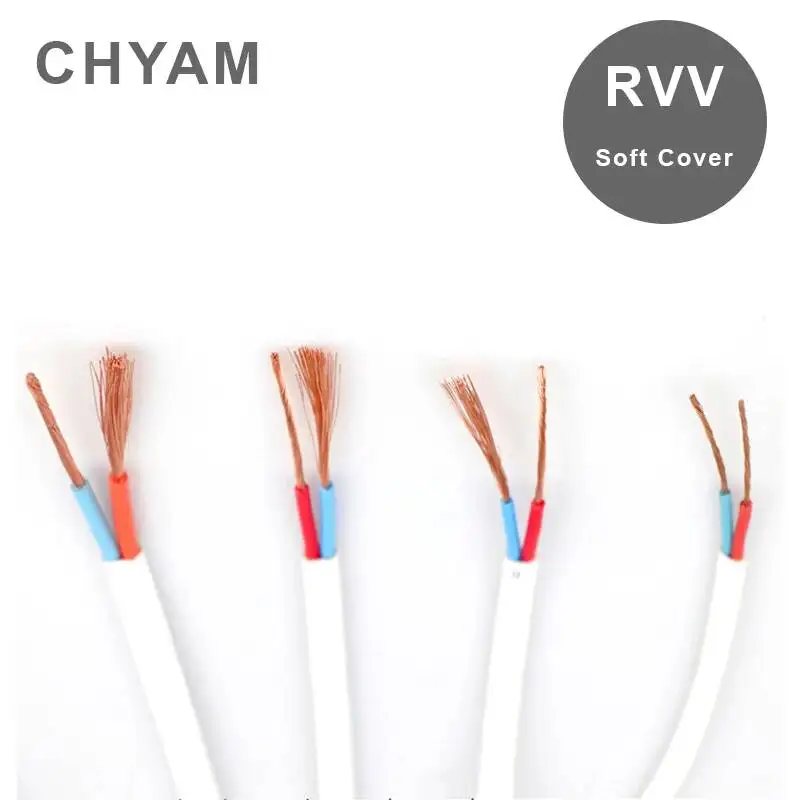 One Meter BVVB / RVV White Wire Hard Soft Cover 2/3/4 Pins Core 1/1.5/2.5/4/6 Square Pure Copper Household Cable Power Line view 4