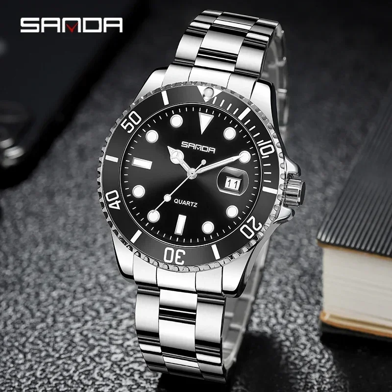SANDA 1099 модные простые мужские кварцевые часы с ремешком из нержавеющей стали светящиеся водонепроницаемые часы роскошные мужские часы Reloj Hombre