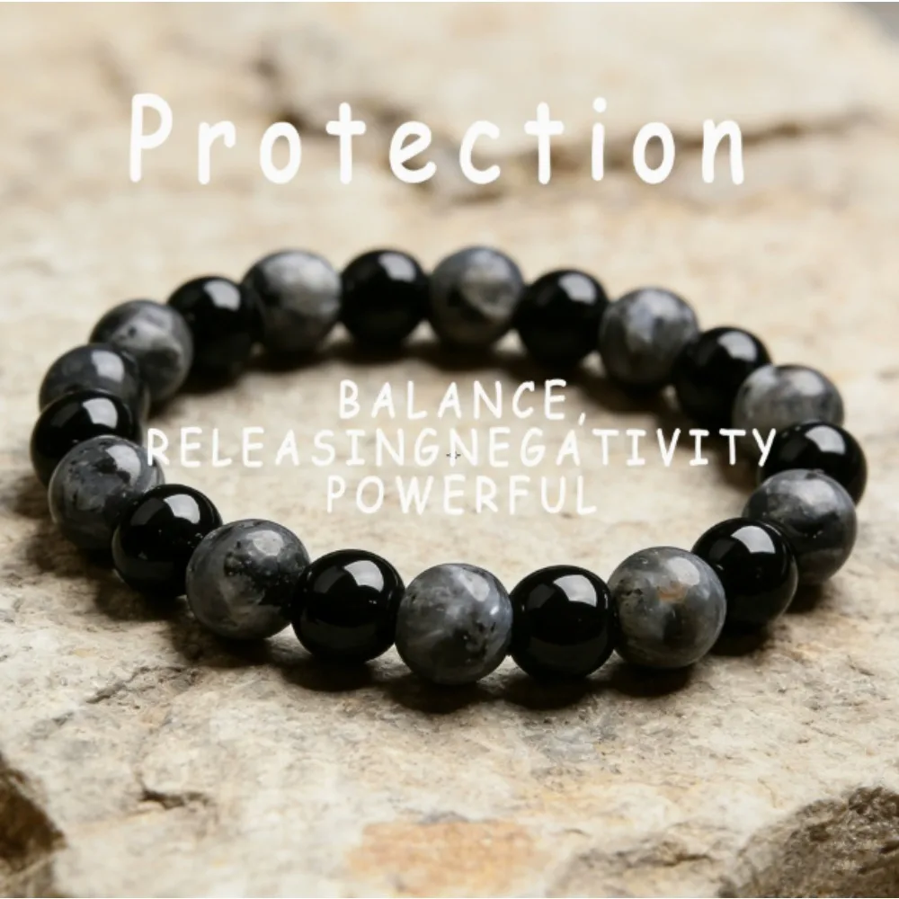 1pc Obsidian Stone Bracelet with 8mm Hematite Beads, Elastic Stretch Design, Easy to Wear, Handmade Vintage, Perfect Accessory for Daily Outfits, Stylish Jewelry Gift for Men and Friends.