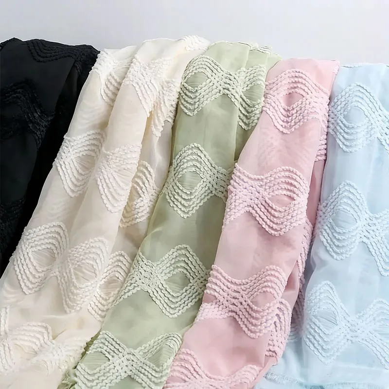 

Rhombus Grid Embroidered Fabric Dress Women's Clothing Jacquard Clothing Fabric Sewing Small Fresh Fashion Decorative Fabric