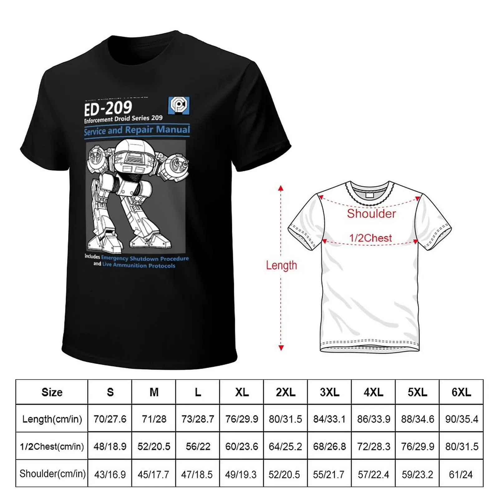 ED-209 Service and Repair Manual T-Shirt Streetwear Print Tee Shirt
