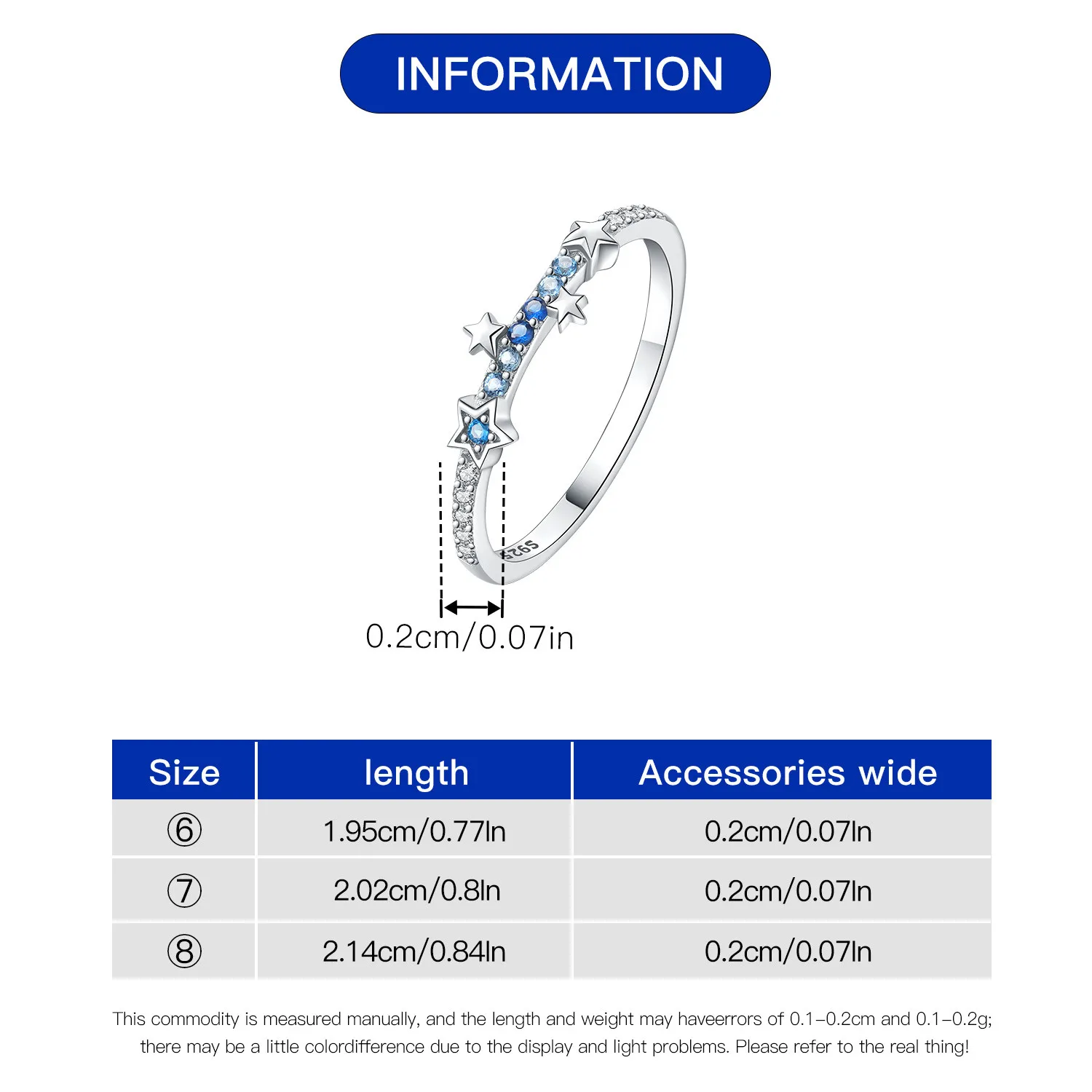 925 فضة التدرج الزركون ستار مغلق الدائري للنساء البنصر شخصية مجوهرات حفلة عيد ميلاد هدايا رائعة