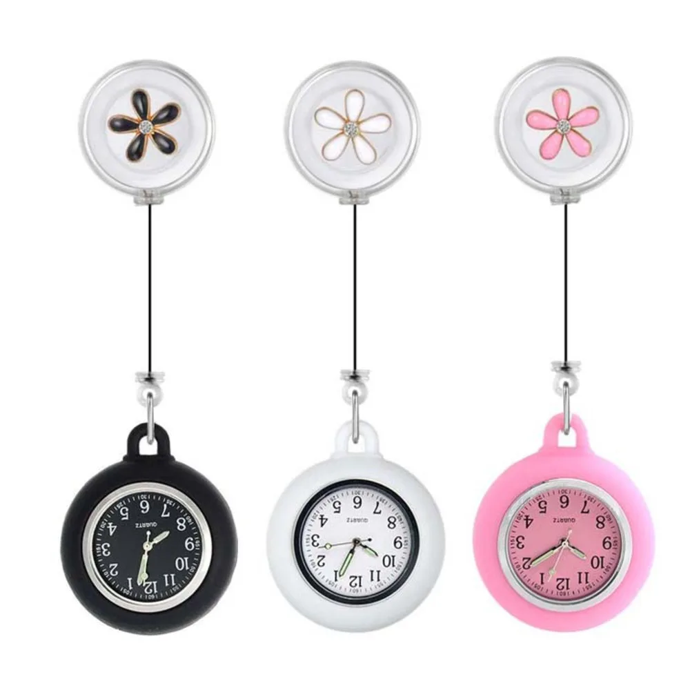 50pcs Nurse Watch Pocket Doctor Watch Pocket Student Examination Retractable Nurse Cartoon Children Chest Watch