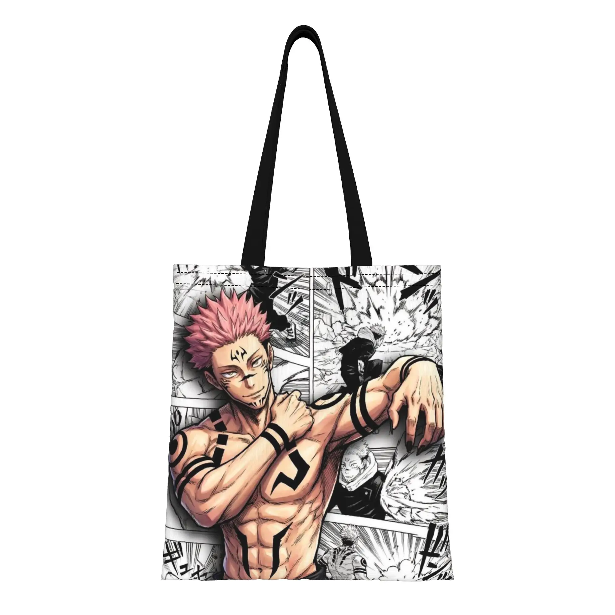 

Сумка-тоут из холщовой ткани «Отряд волшебников» по мотивам «Дзюдзюцу Кайсен» к началу учебного года, идеально подходит для покупок, женская сумка с верхней ручкой