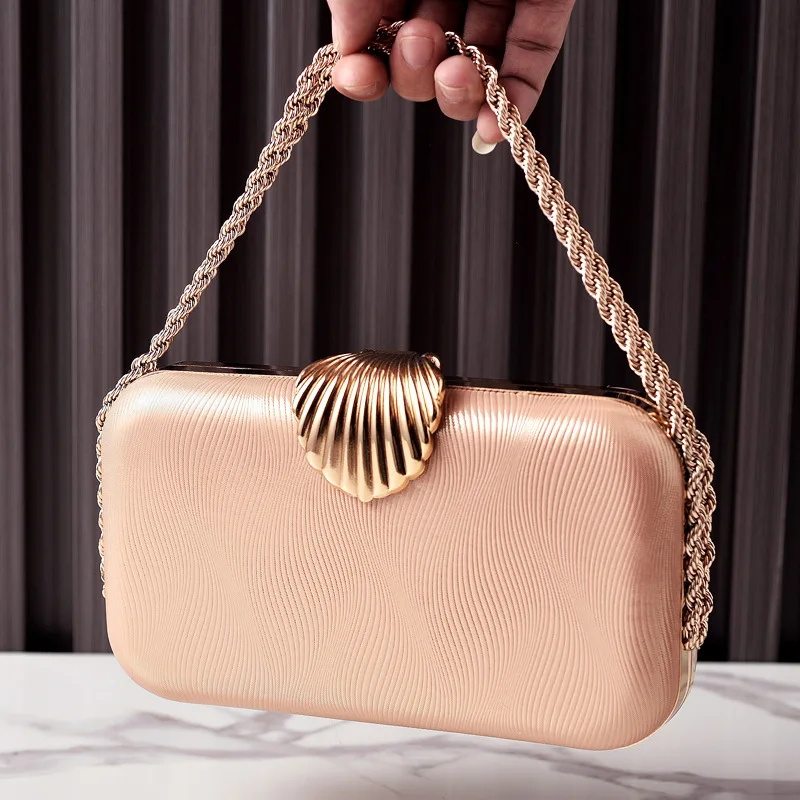 

2025 New PU Banquet Clutch Bag Women Elegant Shell Chain Party Purse Evening Dress Prom Wedding Cocktail Bride Handbag