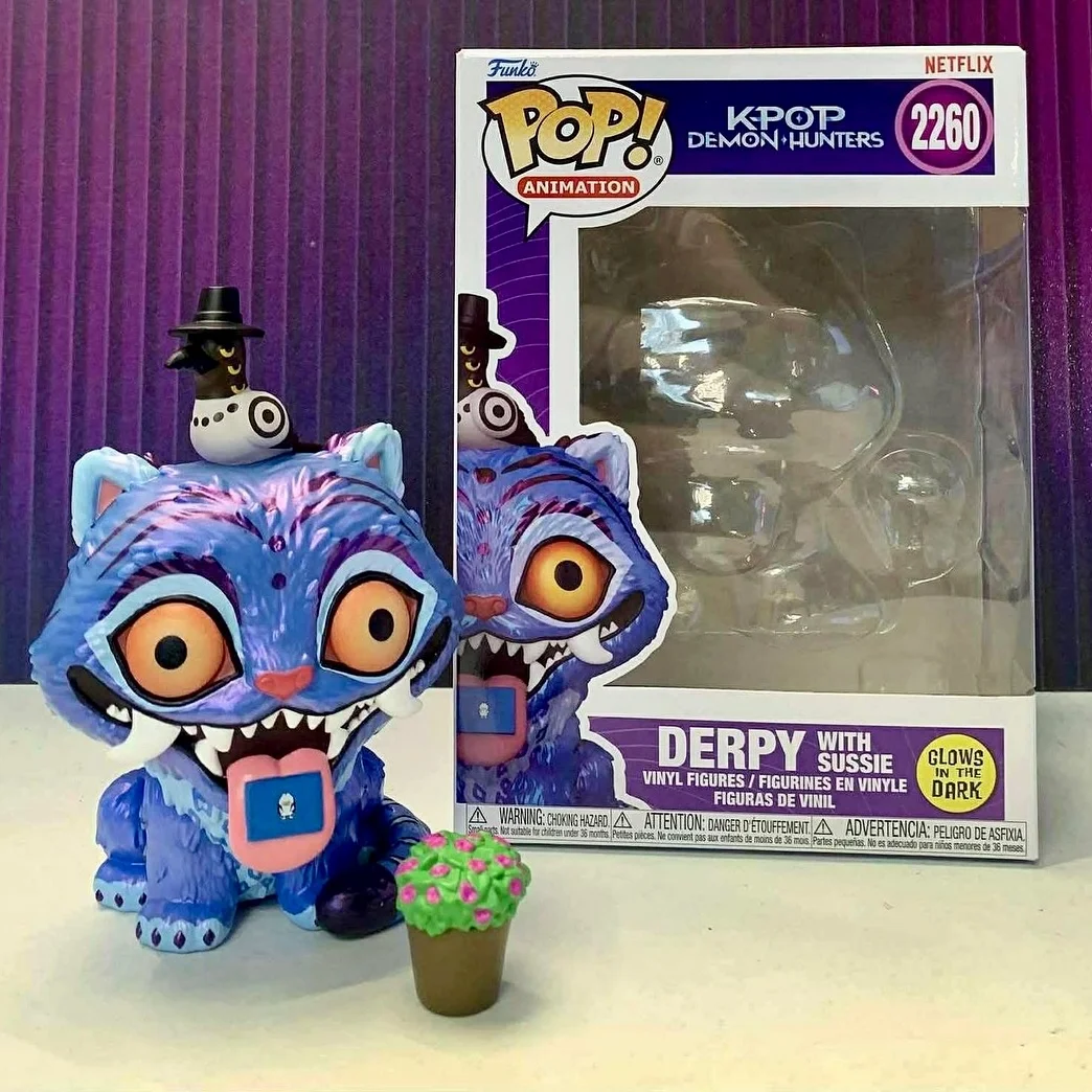 KPop Demon Hunters Derpy com Sussie (Glow) Figura Funko Pop! # Figuras Oficiais Autênticas Edição Limitada 2260, Presente para Fãs de KPop