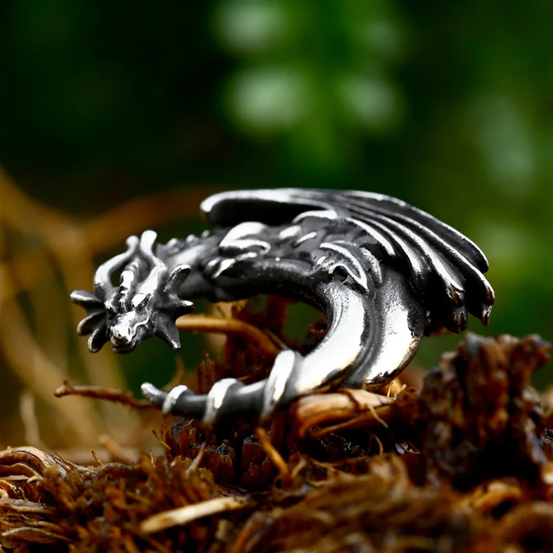 BEIER 2023 New Unique Design Sleeping Dragon Pendant Charm Gothic Animal Stainless Steel Jewelry High Quality Wholesale