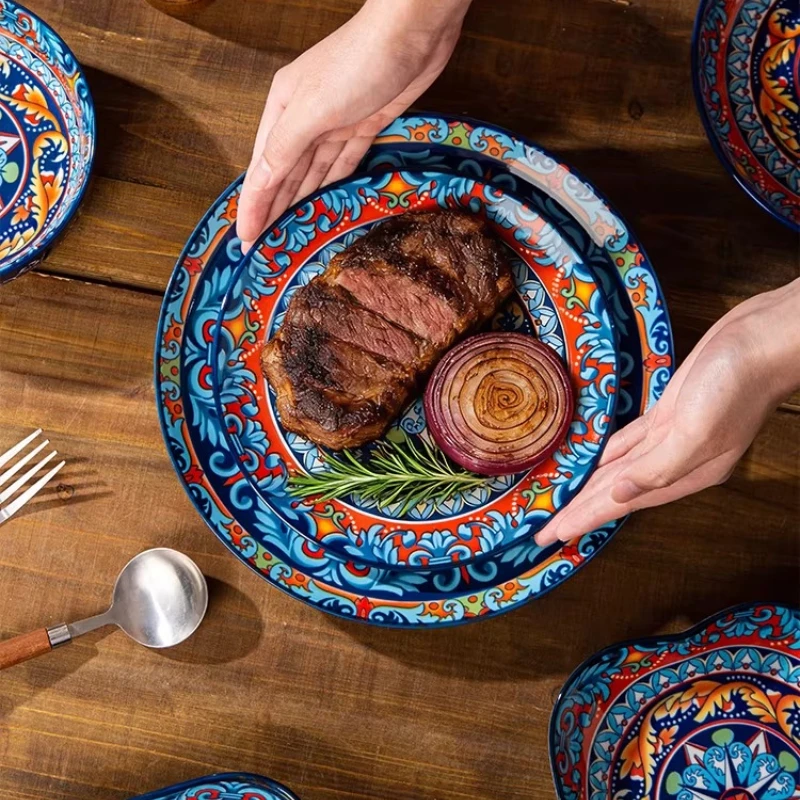 Ceramic Tableware Set Rice Bowl Serving Plate Creative Cutlery Soup Plate Noodle Handle Bowl Sauce Dish Steak Salad Fruit Plate view 6