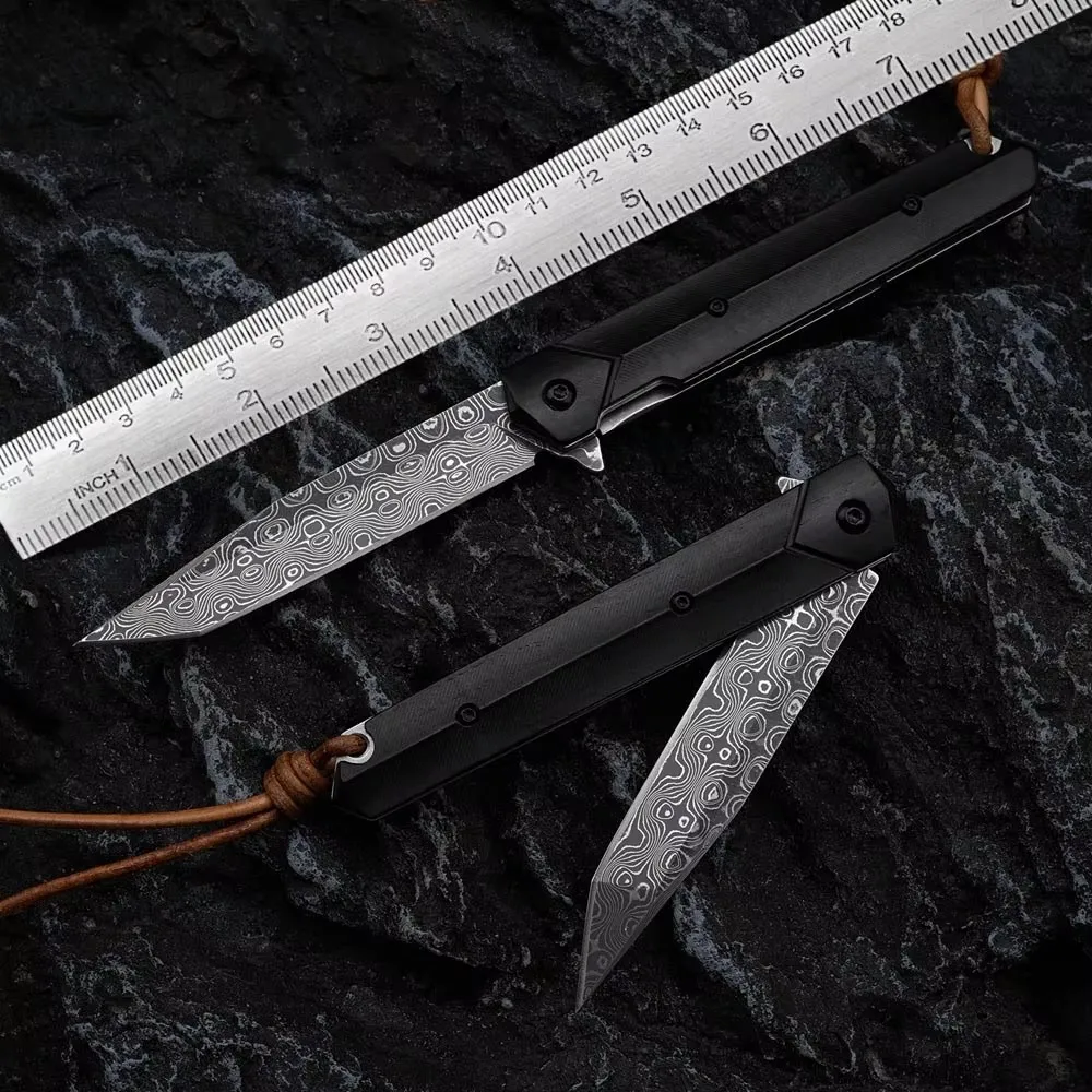 NEWOOTZ high-end imported Damascus steel ebony outdoor survival camping can be used as a gift