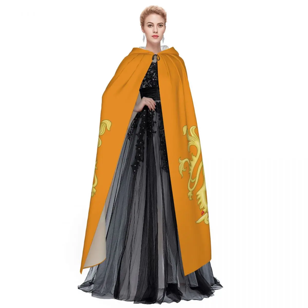 เสื้อคลุมยาวมีฮู้ดลายตราอัศวินยุโรปยุคกลาง ชุดคอสเพลย์แม่มดยุคกลาง เสื้อคลุมฮาโลวีน แวมไพร์ สำหรับผู้ใหญ่ ทุกเพศ