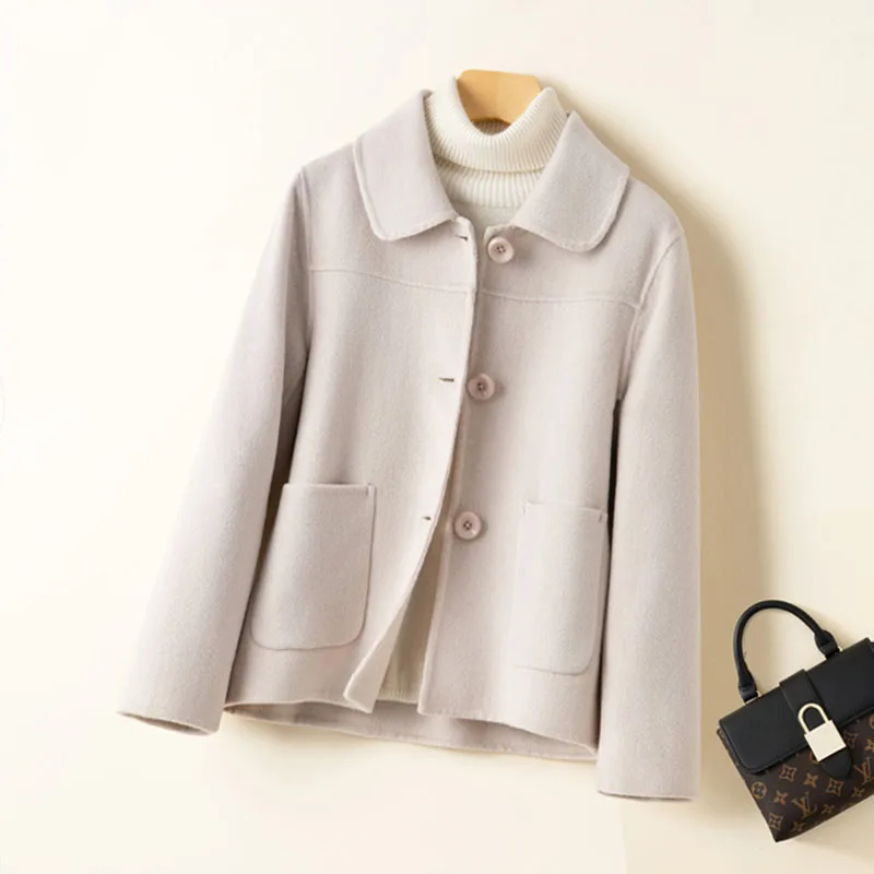 

Wool Coat Autumn Winter Double-Sided Cashmere Women's Woolen Coat 2025 New Fashion Women's Three Buckle Women's Woolen Coat H535