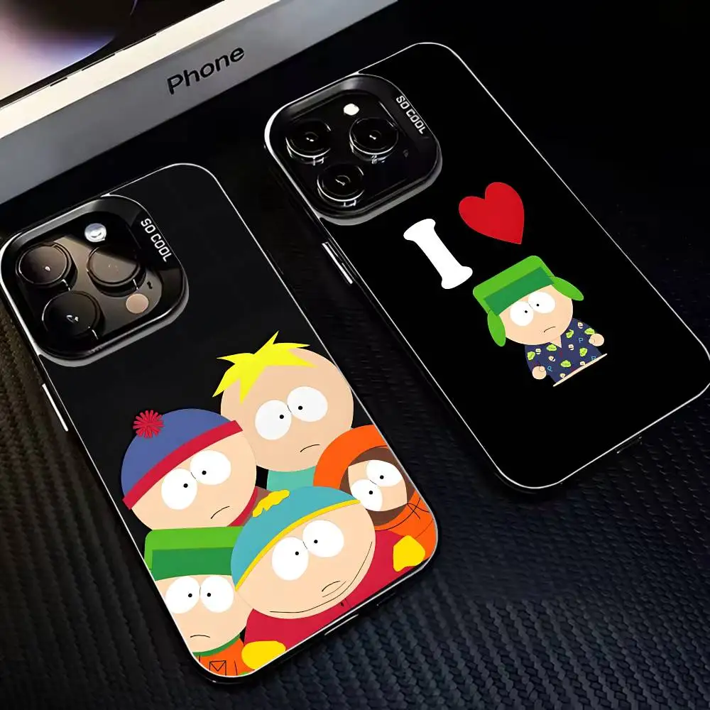 

Забавный чехол для телефона S-South-P-Park для iPhone17,16,15,14,13,12,11 Plus, Pro Max, черный матовый противоударный чехол