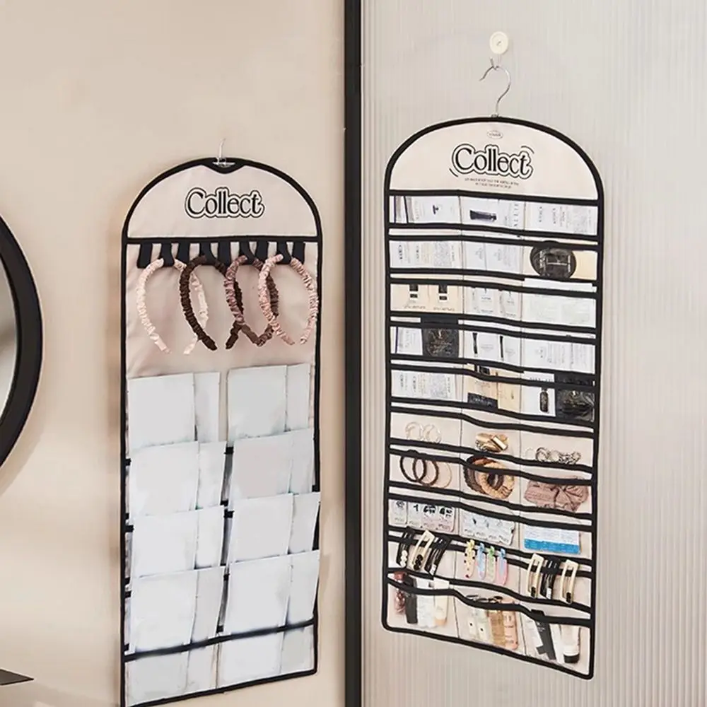 

47 Pockets Hanging Jewelry Organizer Double Sided Transparent Hairband Organizer with Hanger Large Capacity Earring Ring Holder