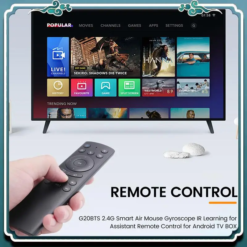 

Easy To Use G20BTS 2.4G Smart Air Mouse Gyroscope IR Learning For Google Assistant Remote Control For Android TV BOX