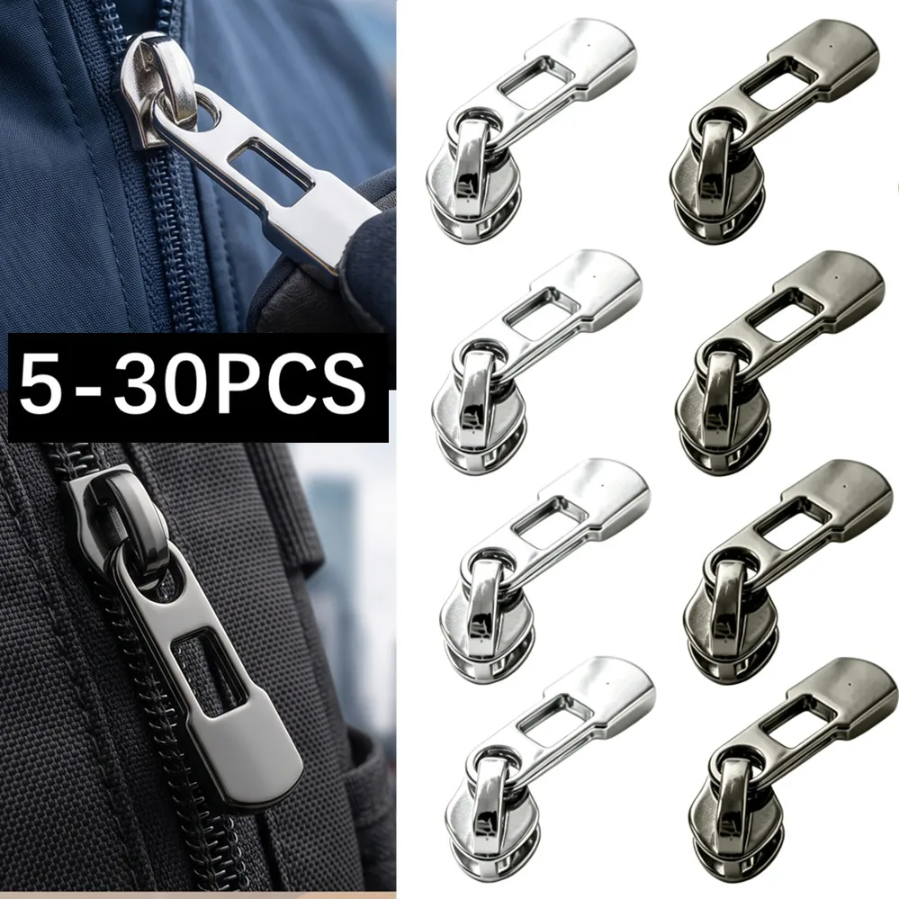 10/20/30Pcs Metal Zipper Sliders for 3# Nylon Zippers Garment Zips Head Puller Bag Repair Kits DIY Sewing Accessories